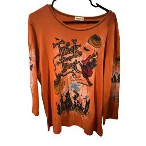 Studio Gem Q Vintage Bling Halloween  3/4 Sleeve Shirt Large XXL